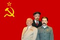 Leonid Brezhnev, Vladimir Lenin and Joseph Vissarionovich Stalin wax figures