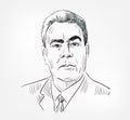 Leonid Ilyich Brezhnev was a Soviet politician famous Russian vector sketch isolated Royalty Free Stock Photo