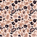 Leopard Animal skin seamless pattern on beige background.Watercolor hand painted jaguar or cheetah endless print Royalty Free Stock Photo