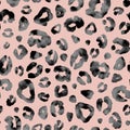 Leopard beige black grey watercolor seamless background