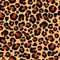 Leopard black brown seamless background. Watercolor hand drawn animal fur skin