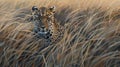 Leopard Camouflaged in Golden Grass