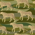 Leopard, Cheetah Surface Pattern, Panther Camouflage Repeat Pattern for Textile Design, Fabric Printing, Stationary, Packaging, Wa