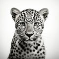 Leopard Cub Headshot: Monochrome Toned Animal Portrait Photography