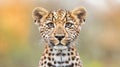Leopard cub portrait, savanna backdrop, wildlife, nature Royalty Free Stock Photo