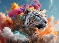 Leopard destroying the world, concept