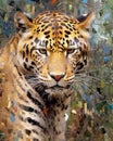 Leopard form and spirit through an abstract lens dynamic and expressive Leopard print Royalty Free Stock Photo