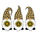 Leopard gnomes with sunflower. Mom phrase. Happy Mothers Day vector card Royalty Free Stock Photo