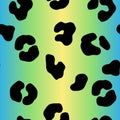 Leopard gradient pastel seamless pattern. Animal Print blue, green, yellow color 90`s style. Vector Cheetah