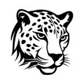 Leopard head black outline art. Wild animal mascot vector illustration. Royalty Free Stock Photo