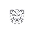 Leopard head vector line icon, sign, illustration on background, editable strokes