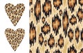 Leopard ikat texture and Distressed ikat pattern and heart shape with wild print