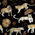 Leopard,jaguar cat animal seamless pattern