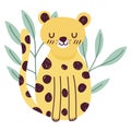 leopard jungle animal wildlife cartoon hand drawn style