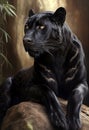 Leopard in the jungle. Black pantera. Illustration for advertising, cartoons, games, print media. My collection animals Royalty Free Stock Photo