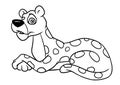 Leopard lies animal character cartoon illustration coloring page