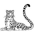 Leopard . Line art. Logo design for use in graphics. T-shirt print, tattoo design.