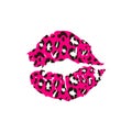 Leopard lips pink.Painted colored female lips. Ideal for printing on clothes. Vector hand-drawn illustration