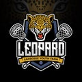 leopard mascot for lacrosse team logo design with modern illustration Royalty Free Stock Photo