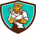 Leopard Mechanic Spanner Monkey Wrench Crest Cartoon