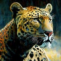 leopard painting, digital painting of leopard portrait, art illustration