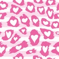 Leopard pattern design with Valentine hearts - funny drawing seamless pattern