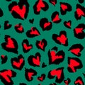 Leopard pattern. Seamless vector print. Abstract repeating pattern - heart leopard skin imitation can be painted on clothes or fab