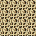 Leopard pattern. Seamless vector print. Realistic animal texture. Black and yellow spots on a beige background. Abstract repeating Royalty Free Stock Photo