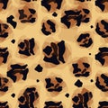Leopard pattern. Seamless vector print. Realistic animal texture. Black and yellow spots on a beige background. Abstract Royalty Free Stock Photo