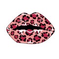 Leopard patterned lips, fashion woman print in pink