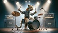 Leopard Playing Drums on Stage Royalty Free Stock Photo