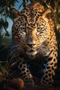 leopard portrait close up, AI generated Royalty Free Stock Photo