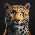 Leopard portrait on a dark background. 3d rendering, 3d illustration. AI generated Royalty Free Stock Photo