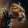 Leopard portrait on a dark background. 3d rendering. 3d illustration. AI Generated Royalty Free Stock Photo