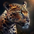 Leopard portrait on dark background, digital illustration, 3d rendering AI generated Royalty Free Stock Photo