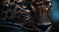 Leopard portrait with water drops, close-up. Wildlife animal.