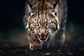 A leopard facing forward, in an attacking pose, Generative AI