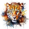 Leopard predator watercolor painting animals background texture Royalty Free Stock Photo