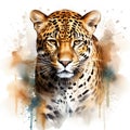 Leopard predator watercolor painting animals background texture Royalty Free Stock Photo