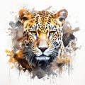 Leopard predator watercolor painting animals background texture