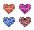 Leopard print heart. A set of vector illustrations Royalty Free Stock Photo