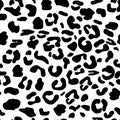 Leopard print  seamless pattern. Black spots on white background. Wild animal imitation  cheetah or leopard skin Royalty Free Stock Photo