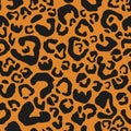 Leopard print, seamless pattern. Skin of cheetah, leopard. Fashionable fabric, elegant animal background. Vector Royalty Free Stock Photo