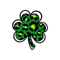 Leopard print shamrock icon, Gepard pattern trefoil icon. Clover symbol of St. Patrick's Day, Vector illustration