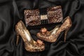 Leopard purse and leopard shoes Royalty Free Stock Photo