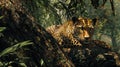 Leopard resting on a tree branch