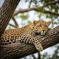 Leopard resting on a tree branch Royalty Free Stock Photo
