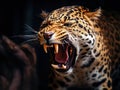 Ai Generated illustration Wildlife Concept of Leopard roar