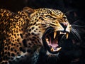 Ai Generated illustration Wildlife Concept of Leopard roar Royalty Free Stock Photo