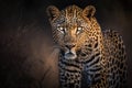 Leopard on savannah background, Generative AI